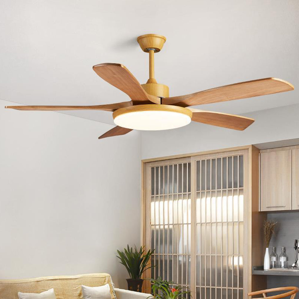 Haydn 5-Blade DC Ceiling Fan with Light, Summer, Black & Wood, 52''