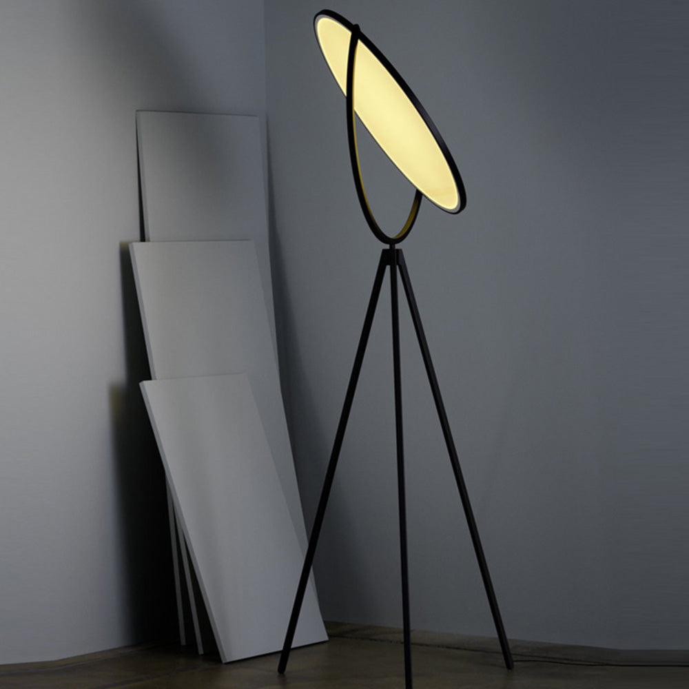 Salgado Modern Minimalist Metal Tripod Projector Floor Lamp, Black/White