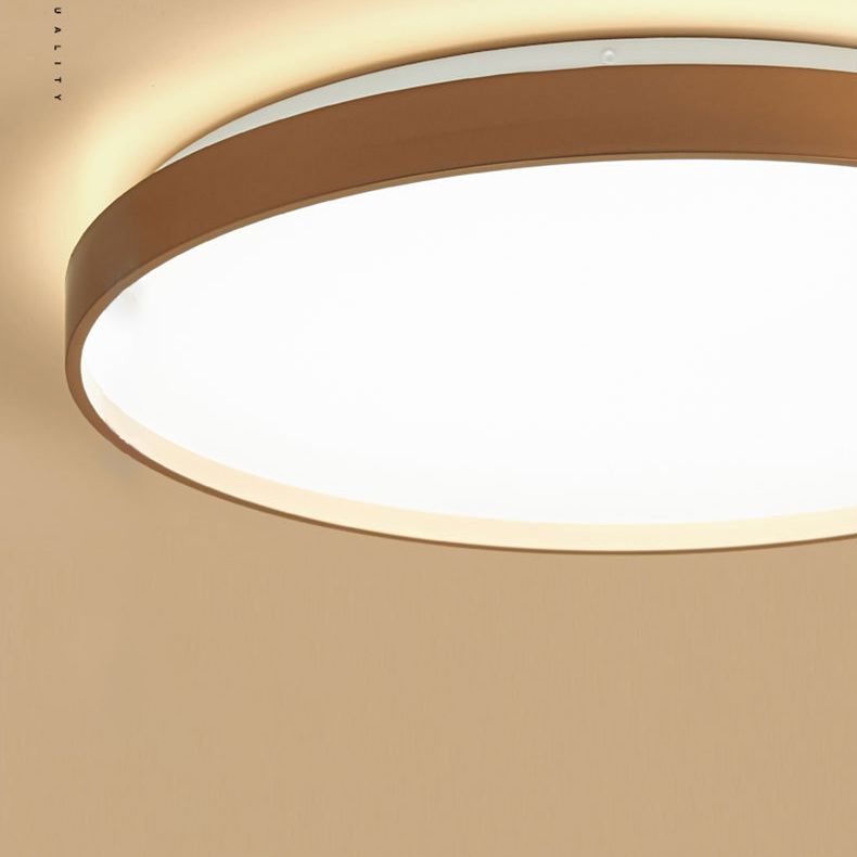 Quinn Minimalist Round Metal/Acrylic Flush Mount Ceiling Light, White/Coffee/Grey/Gold