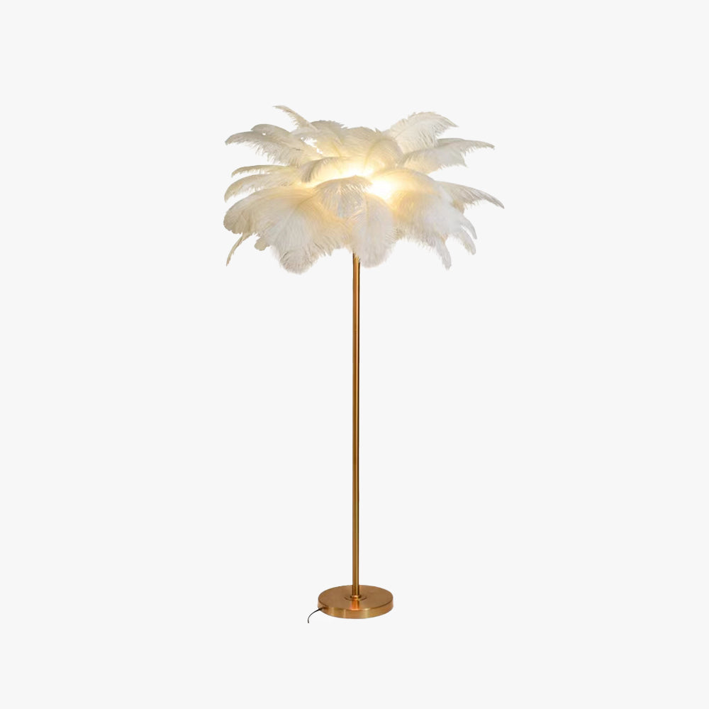 O'Moore Modern Natural Ostrich Feather Gold-plated Floor Lamp