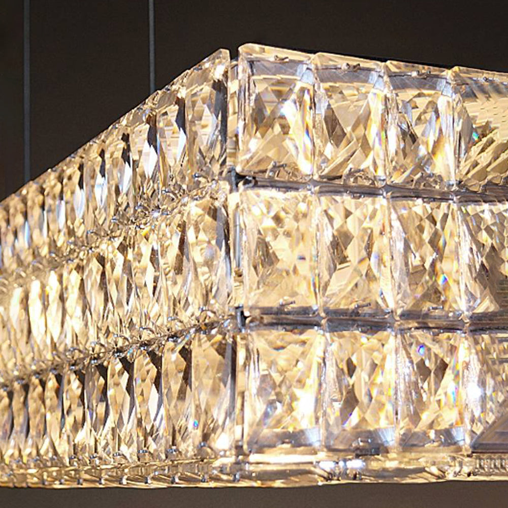 Kristy Rectangular Luxury Crystal Pendant Light, 2 Colour