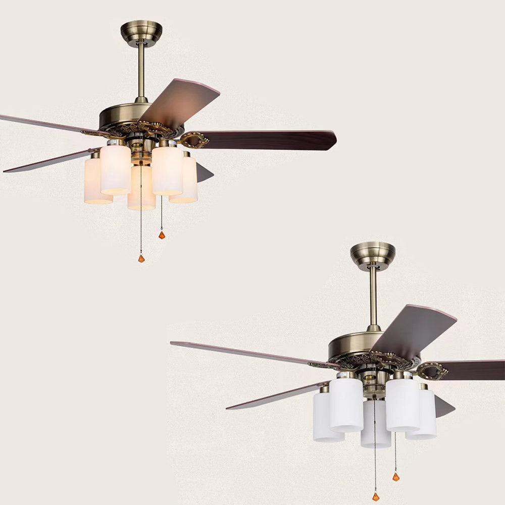 Alessio 5-Blade Rustic DC Ceiling Fan with Light, Brass, 48''