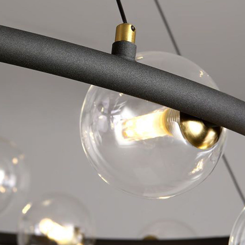 Valentina Modern Glass Globe Ring Chandelier, Gold/Black