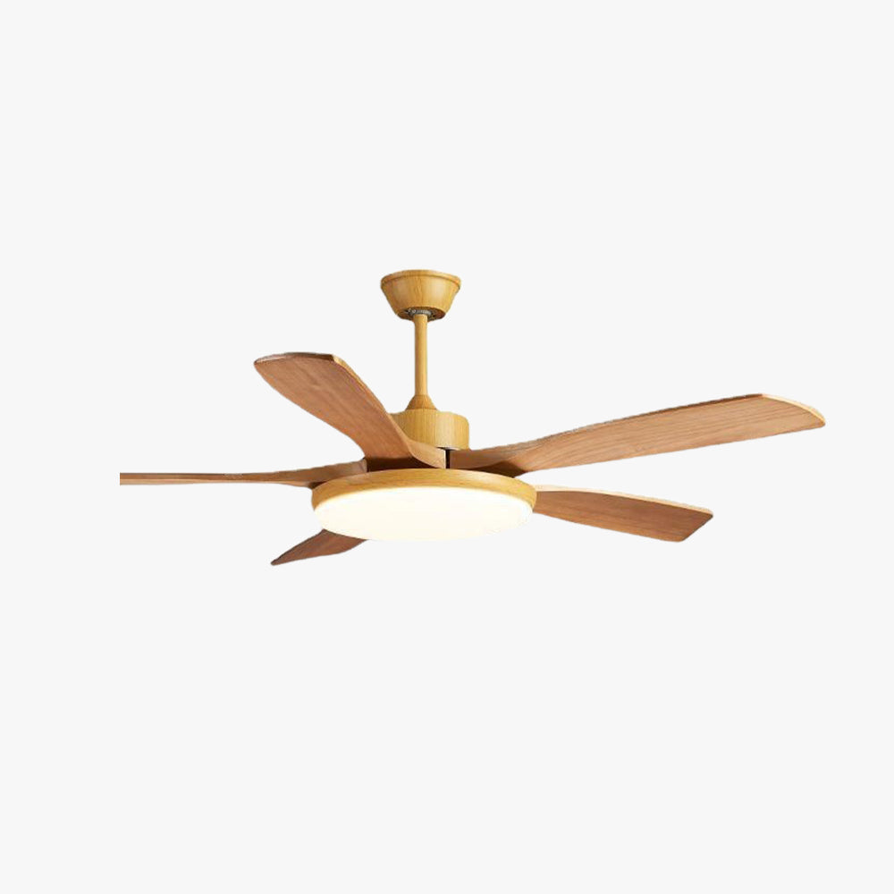 Haydn 5-Blade DC Ceiling Fan with Light, Summer, Black & Wood, 52''