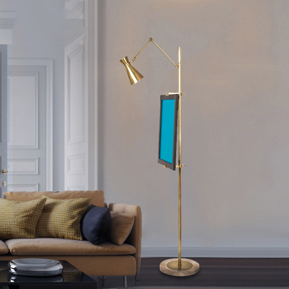 Carins Modern Art-deco Metal Easel Adjustable Floor Lamp, Brass