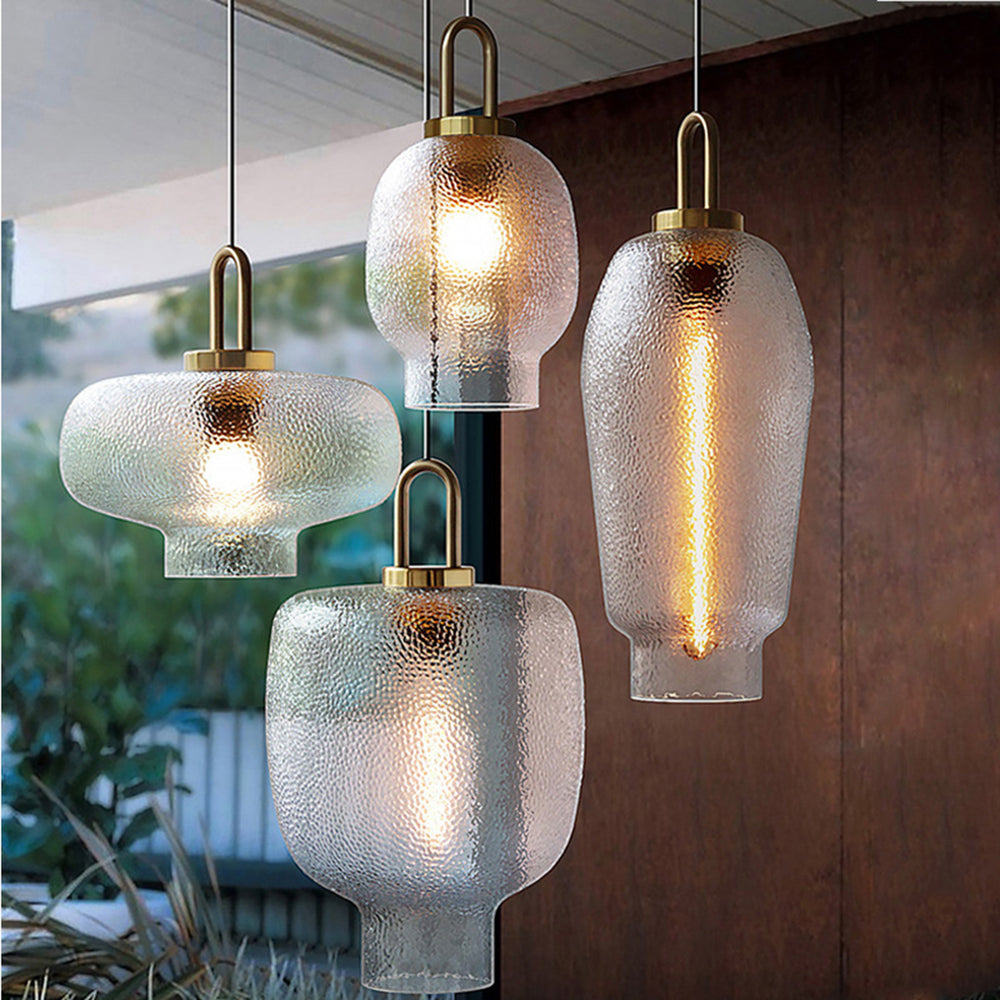 Hailie Minimalist Blown Frosted Clear Glass Pendant Light