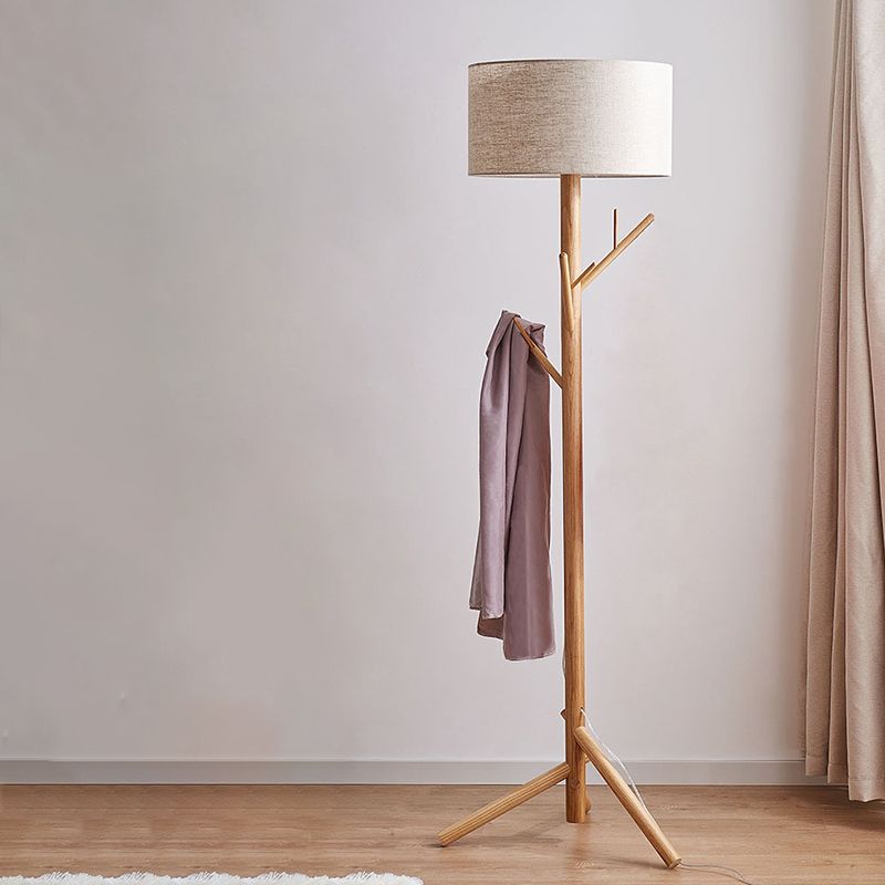Muto Floor Lamp Japanese Tree, Beige, Fabric/Wooden
