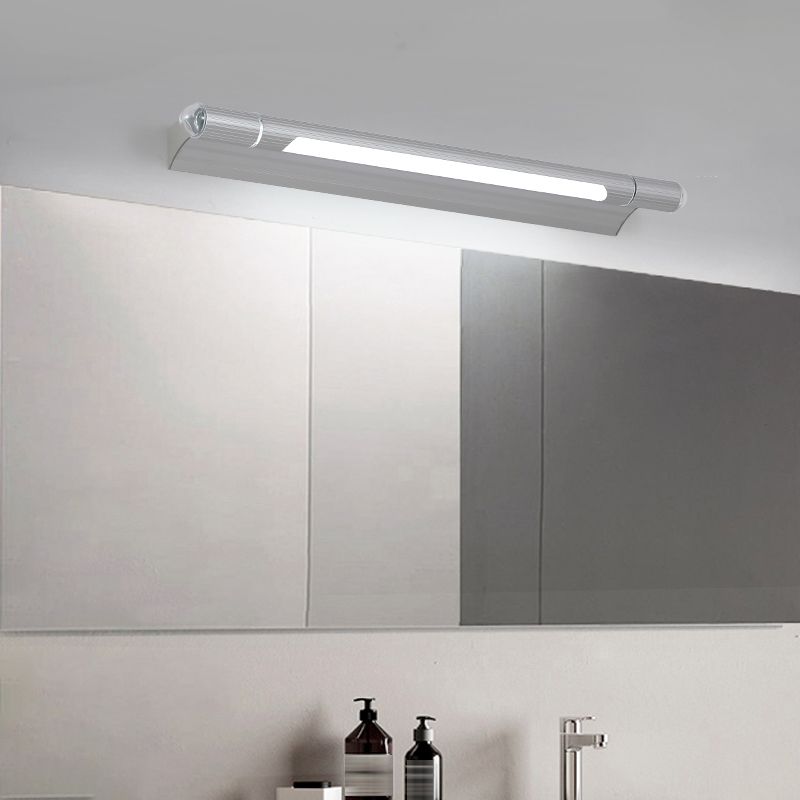 Edge Minimalist Linear Led Vanity Wall Lamp, Silver, Bathroom