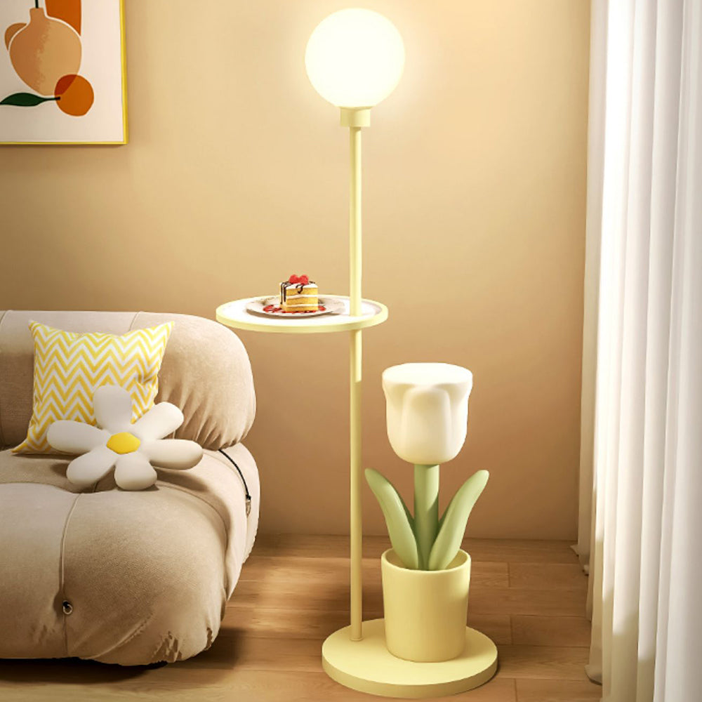 Lily Tulip Metal Bedside Table Floor Lamp Pink/Yellow/Purple