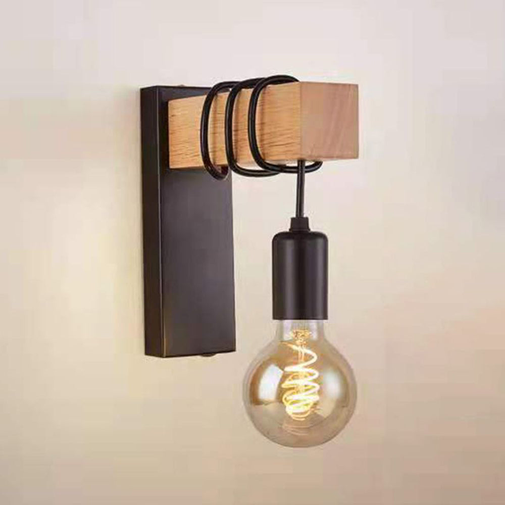 Alessio Wall Lamp Bulb Industrial, Metal, Black/White, Living Room