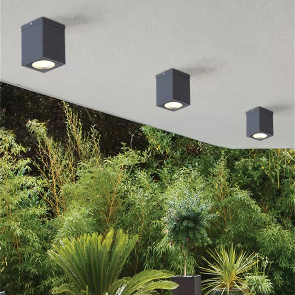 Orr Modern Black Rectangualr Flush Mount Ceiling Light, Metal/Glass