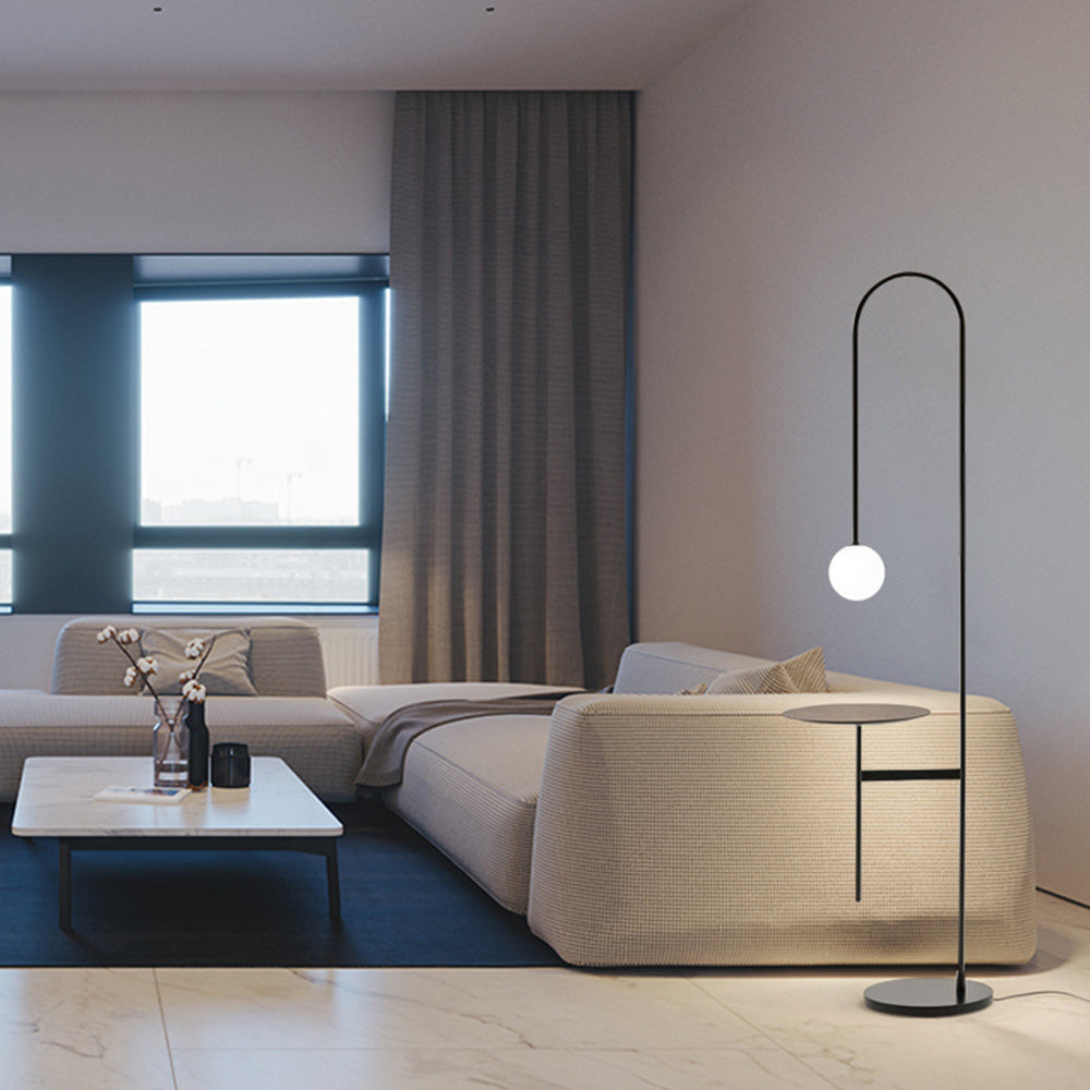 Valentina Minimalist Metal/Marble/Glass Floor Lamp With Table