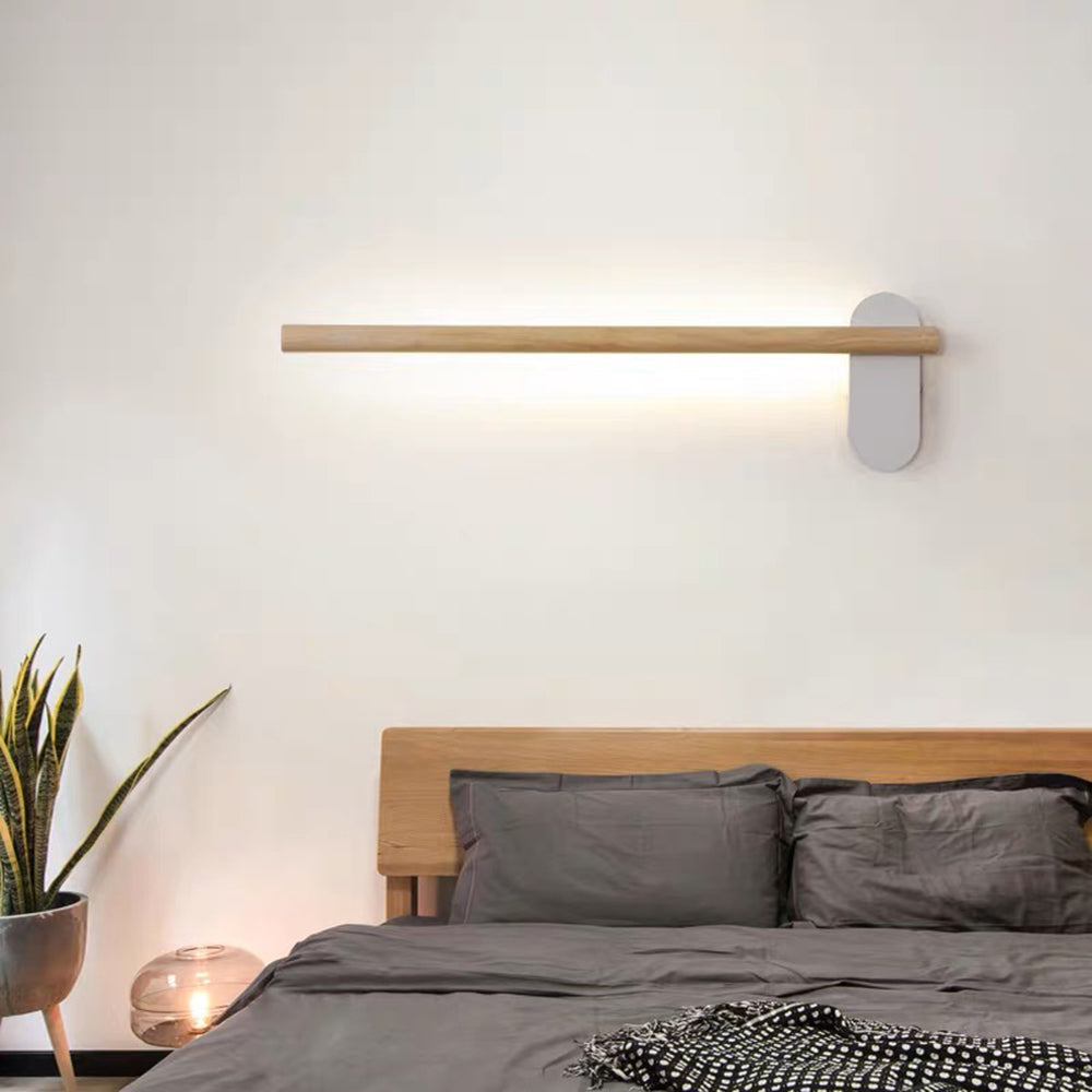 Ozawa Modern Linear Wood Wall Lamp In Living Room, Natural Light