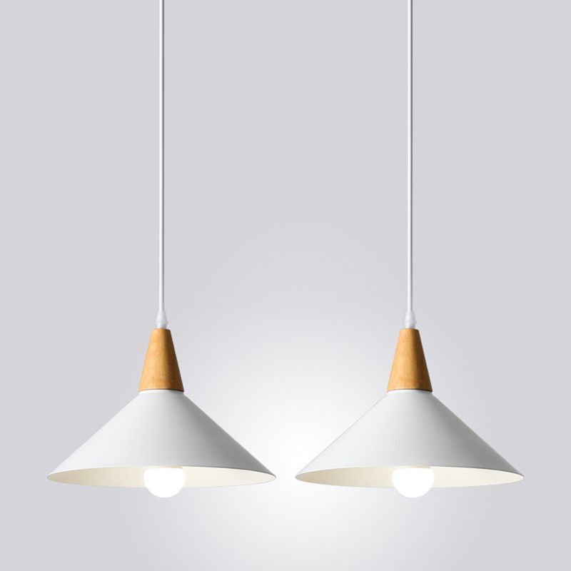 Morandi Minimalist Cap-shaped Metal Pendant Light, Natural Wood