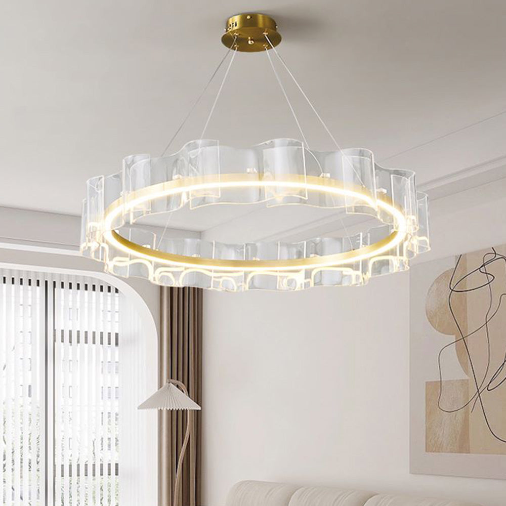 Evette Creative Ring Metal/Arcylic Pendant Light, Gold