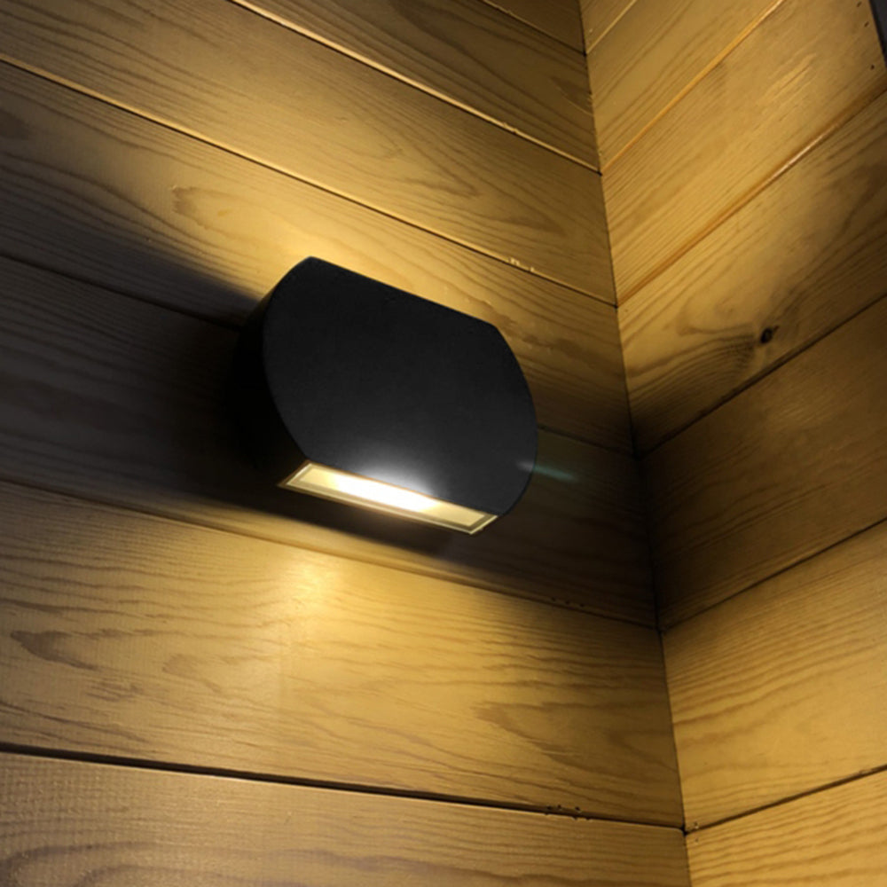 Orr Minimalist Geometric Metal Outdoor Wall Lamp, Black/Grey