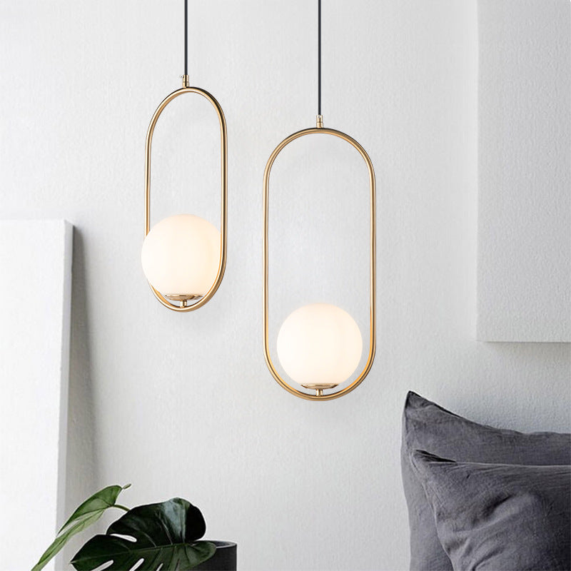 Valentina Minimalist Oval Golden & Black Frame Globe Pendant Light