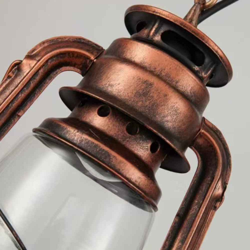 Alessio Rustic Vintage Lantern Pendant Light, Metal & Glass, 2 Heads