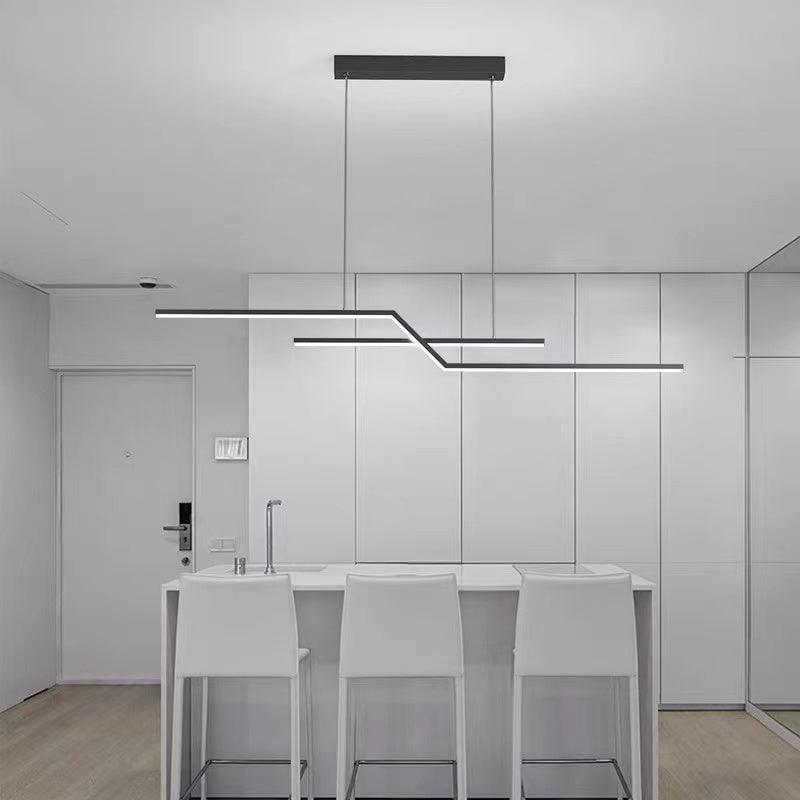 Louise Parallel Fold Linear Pendant Light, Black/Gold, Living Room
