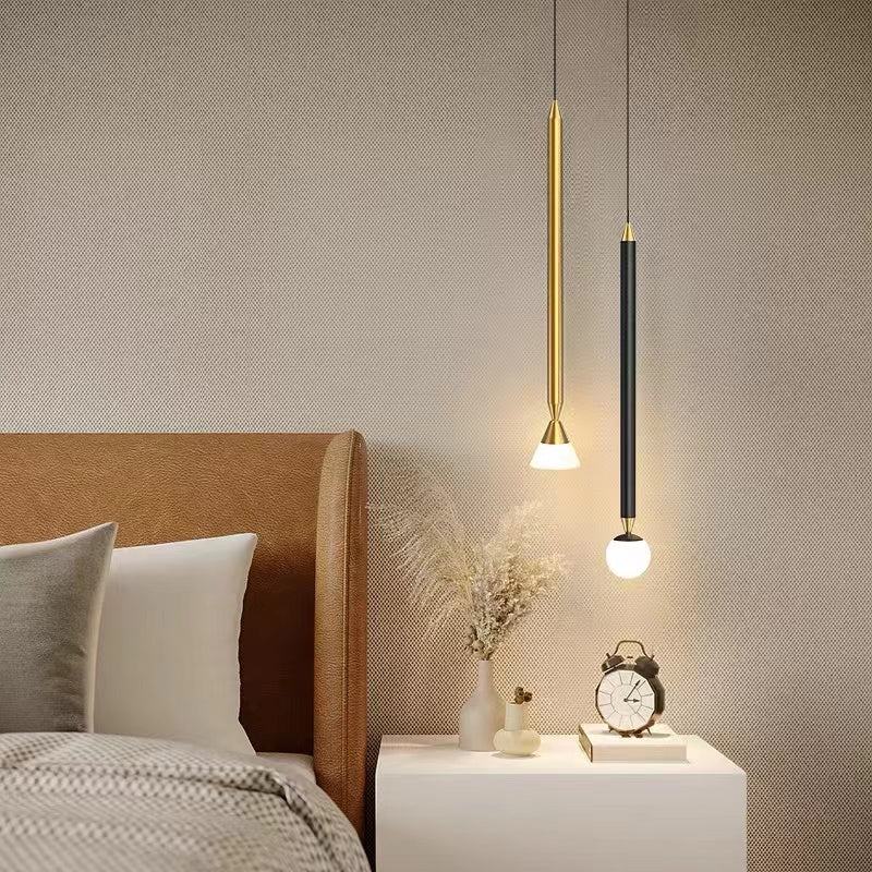 Carr Linear Metal Pendant Light, Black & Gold