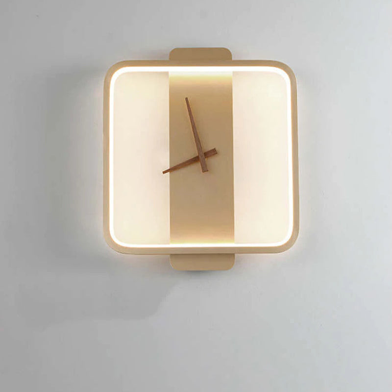 Morandi Nielsen Square Clock Metal & Acrylic Wall Lamp, Gold