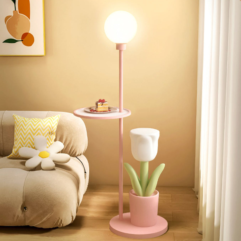 Lily Tulip Metal Bedside Table Floor Lamp Pink/Yellow/Purple