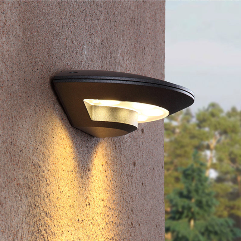 Orr Wall Lamp Flying Saucer, Metal LED, Black, Outdoor