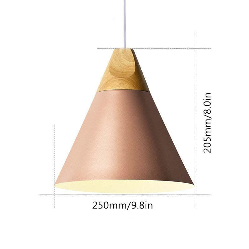 Morandi Multi-Shaped Wood And Metal Pendant Light, 6 Colors