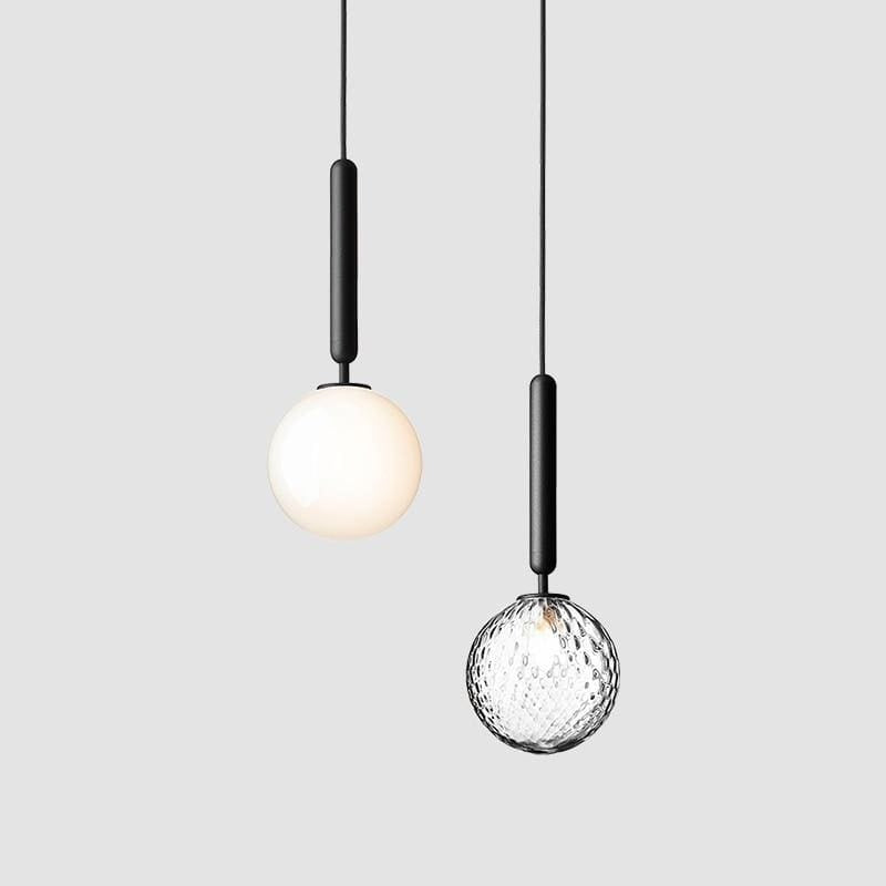 Valentina Modern Glass Ball Pendant Light, White/Clear