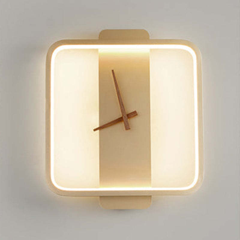 Morandi Nielsen Square Clock Metal & Acrylic Wall Lamp, Gold