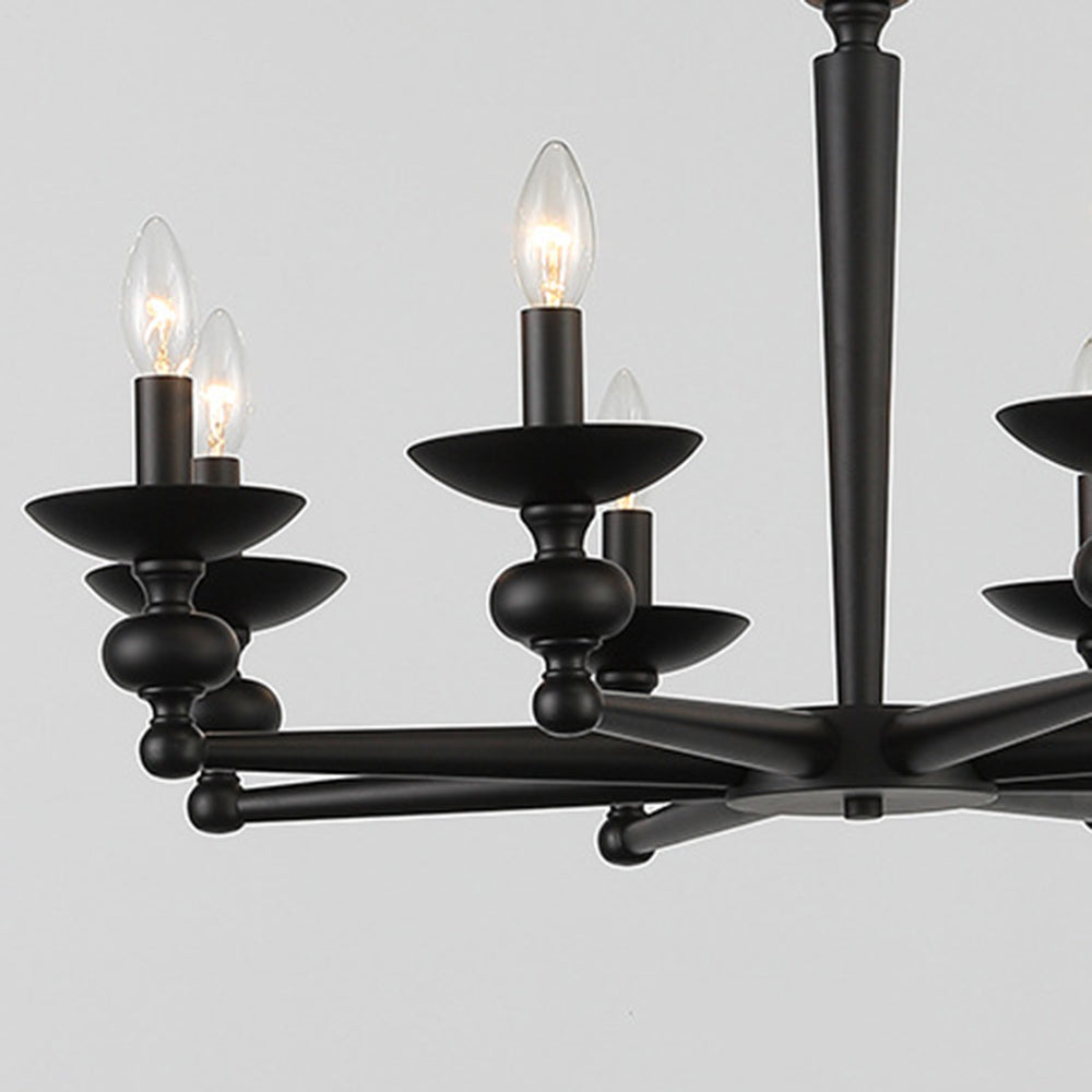 Alessio Retro Candle Wall Lamp/Black Chandelier for Living Room, Dining Room
