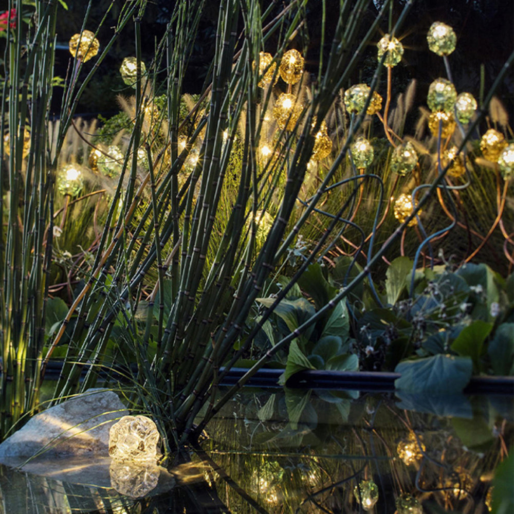 Bella Decorative Flower Metal/Glass Outdoor Ground Light, Gold