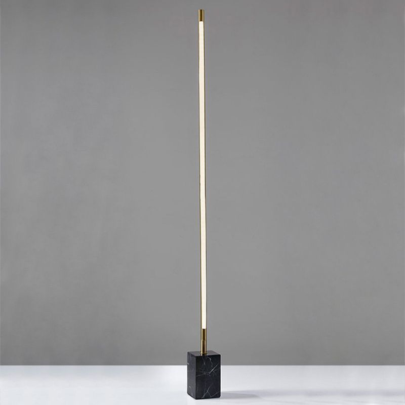 Edge Minimalist Linear Floor Lamp, Black/Gold, Metal/Marble