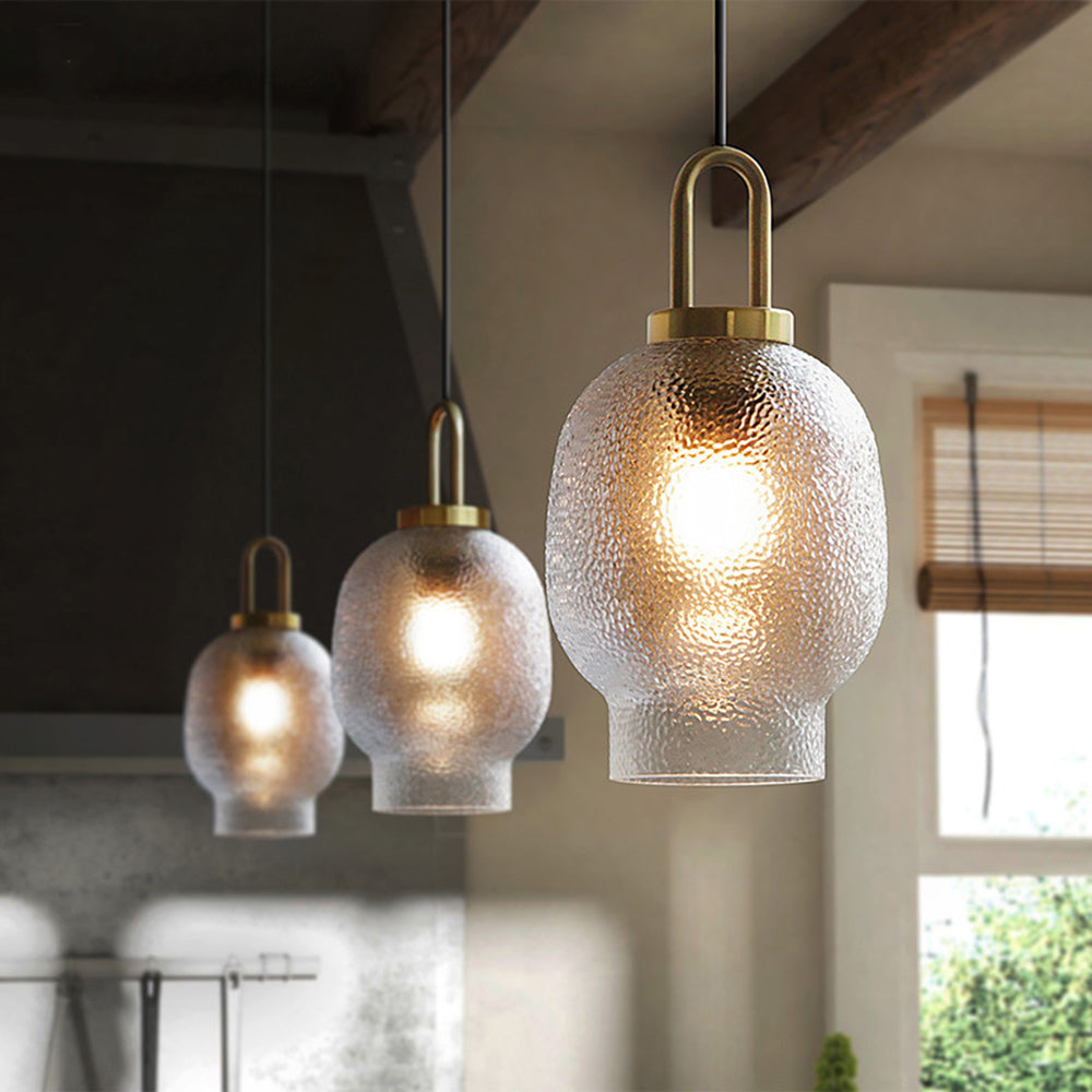 Hailie Minimalist Blown Frosted Clear Glass Pendant Light