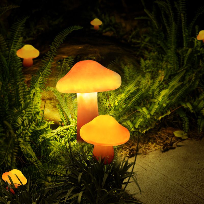 Pena Mushroom Outdoor Ground Light, Hardwired/Solar, Orange