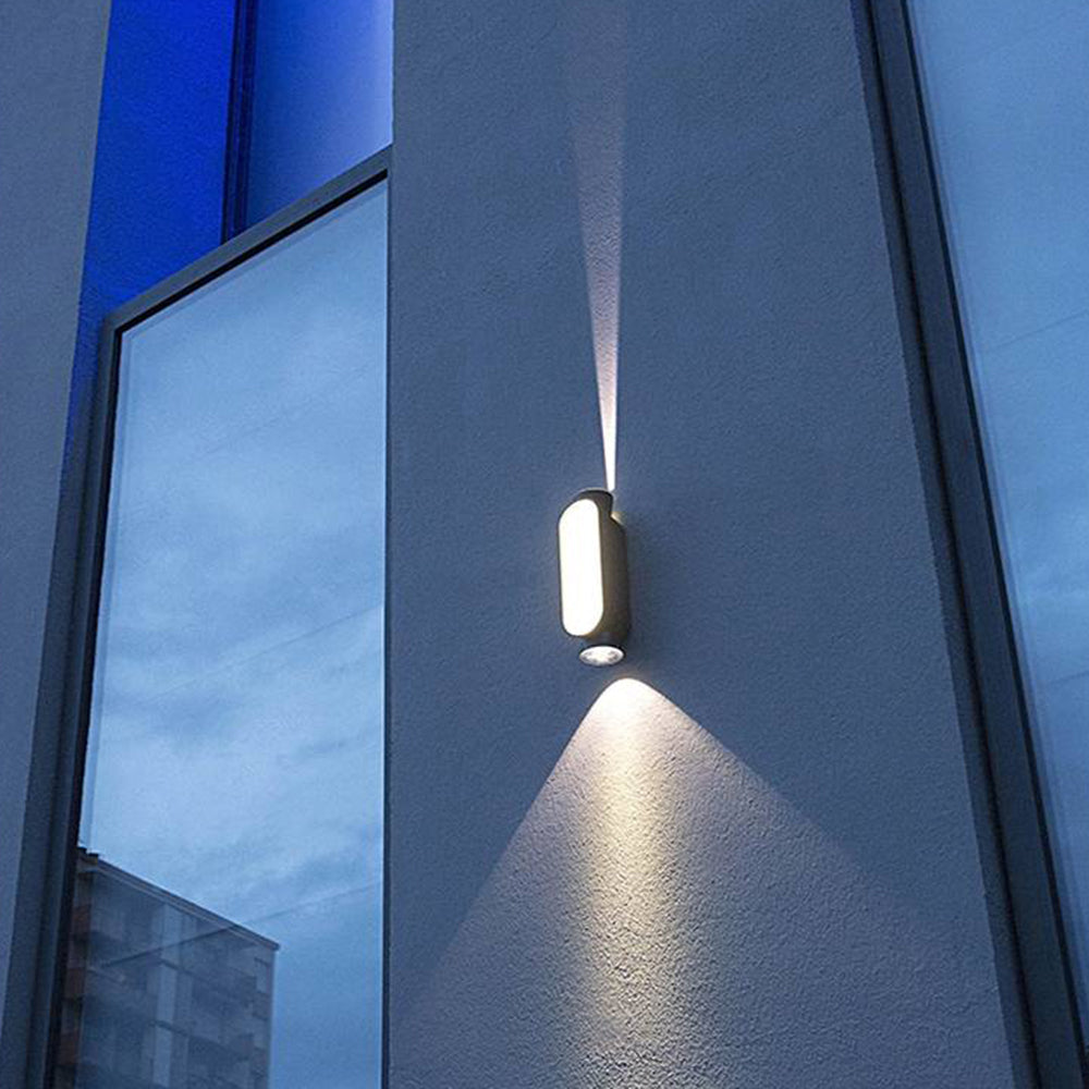 Pena Minimalist Up/Down Acrylic Outdoor Wall Lamp, Black/White