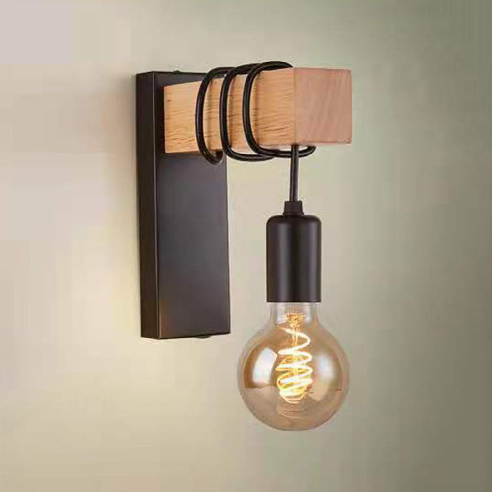 Alessio Wall Lamp Bulb Industrial, Metal, Black/White, Living Room