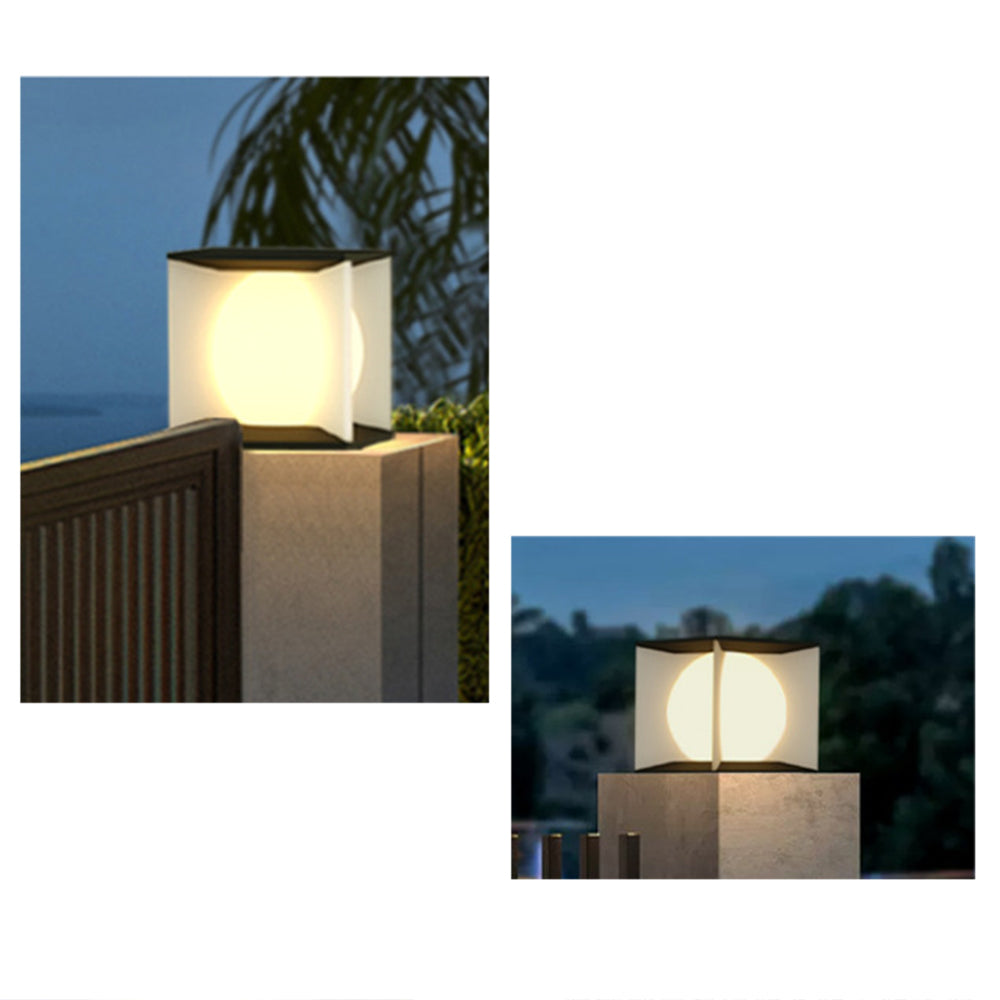 Elif Modern Moon Metal Outdoor Pier-Mount Pillar Light