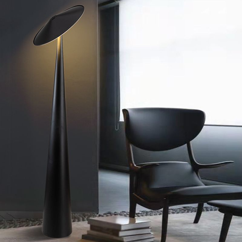 Salgado Modern Saucer Shaped Metal Floor Lamp,Black