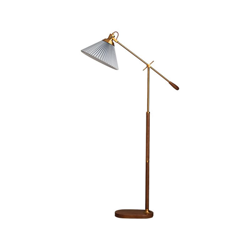 Ozawa Floor Lamp Pleated Retro, Metal/Wood, Living Room