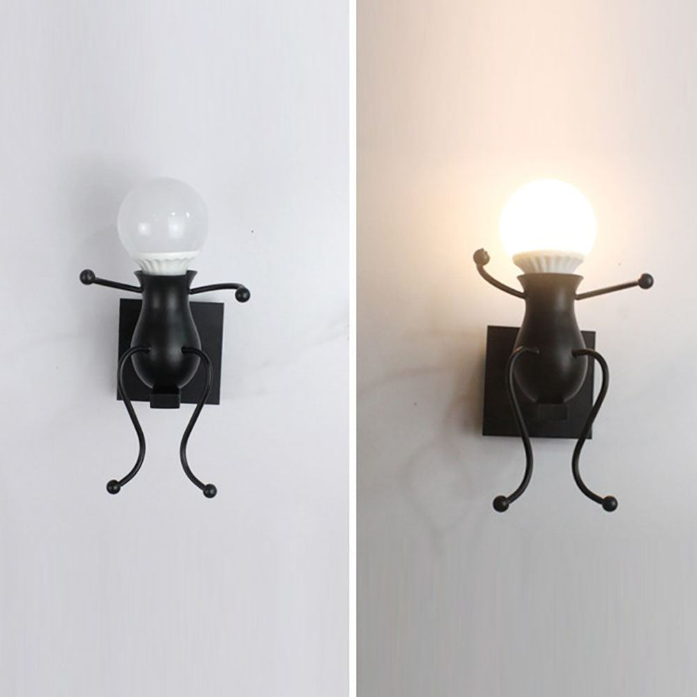 Luxo Modern Decorative Man Metal Wall Lamp, White/Black