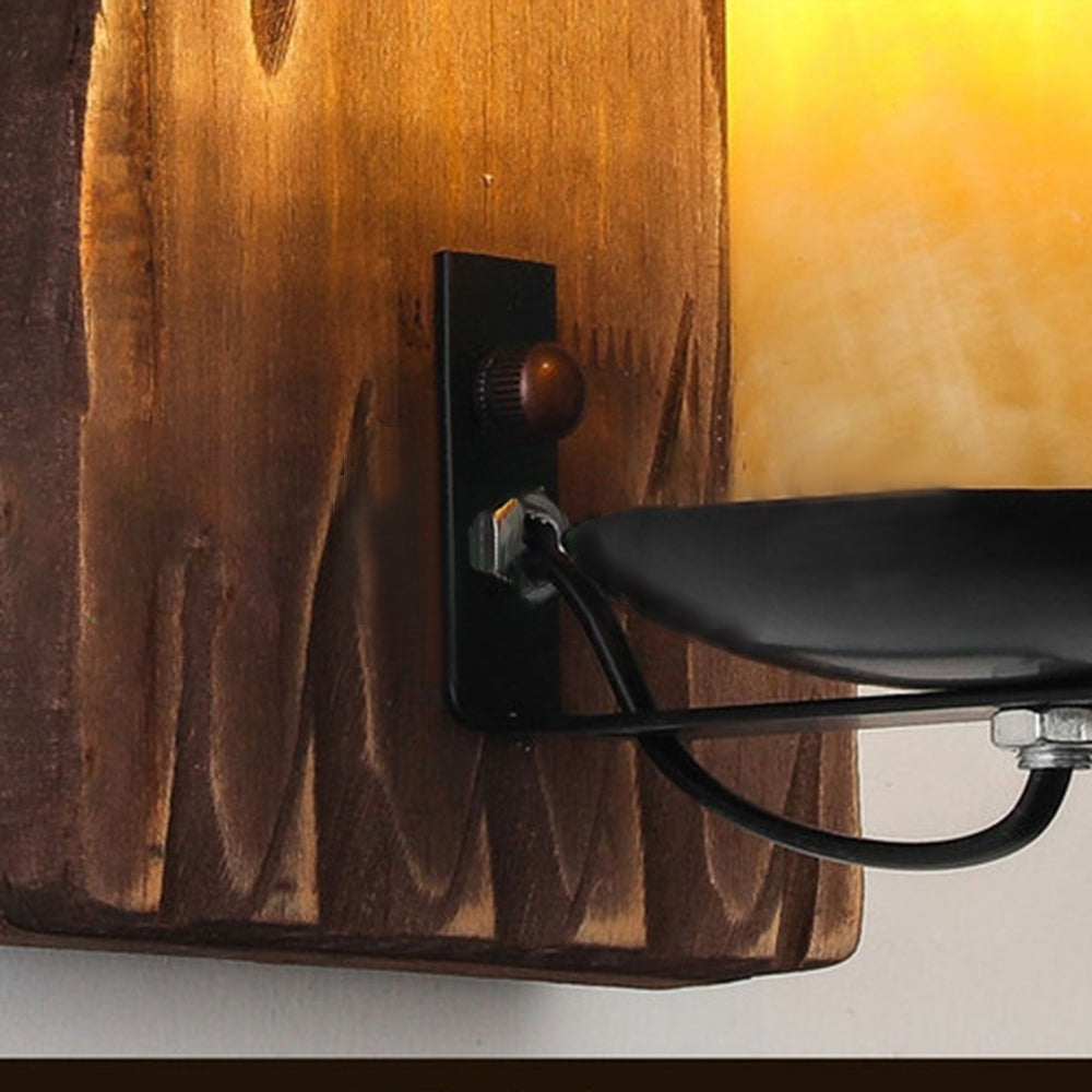 Austin Wall Lamp Rectangular Vintage, Wood/Metal, Bedroom