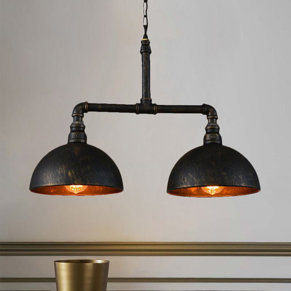 Alessio Industrial Dome Metal Pendant Light, Black