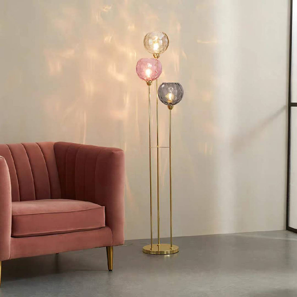 Hailie Designer Bubble Floor Lamp, Metal/Glass