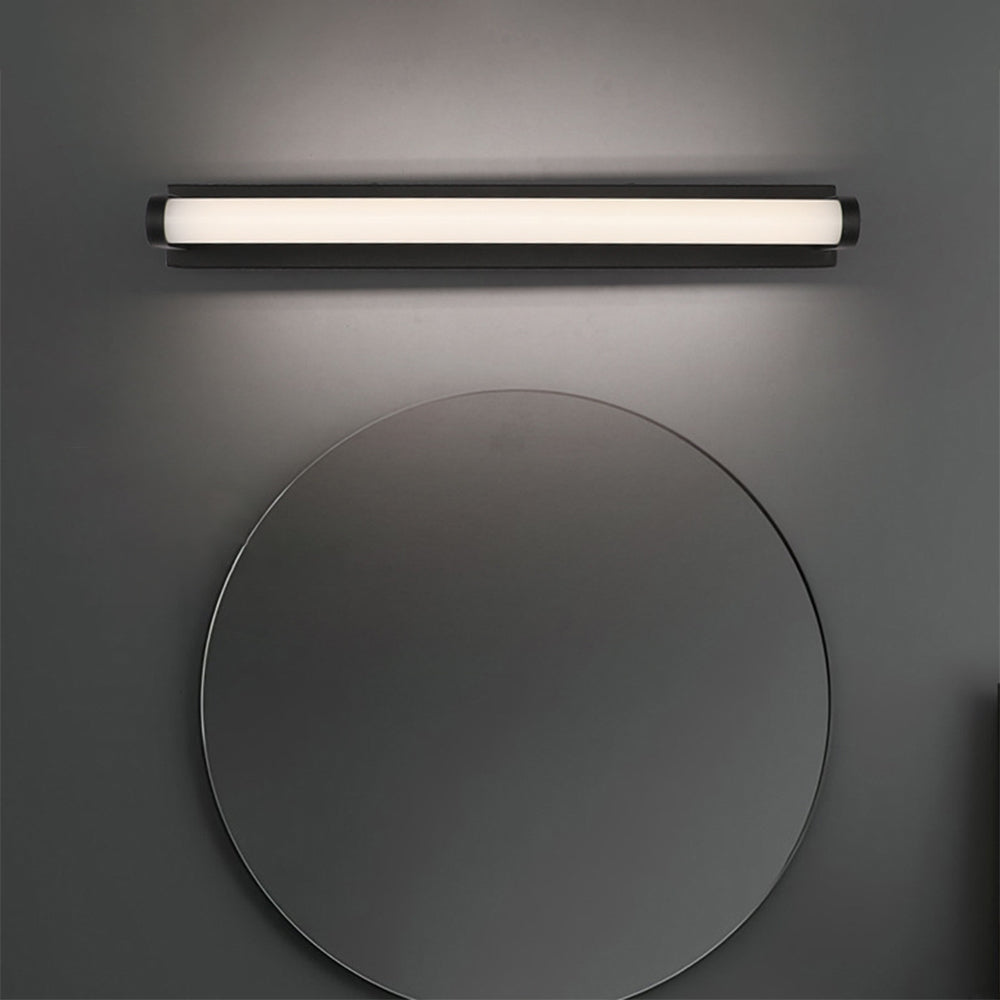 Leigh Minimalist Linear Cylindrical Metal/Acrylic Wall Lamp, Black, Bathroom