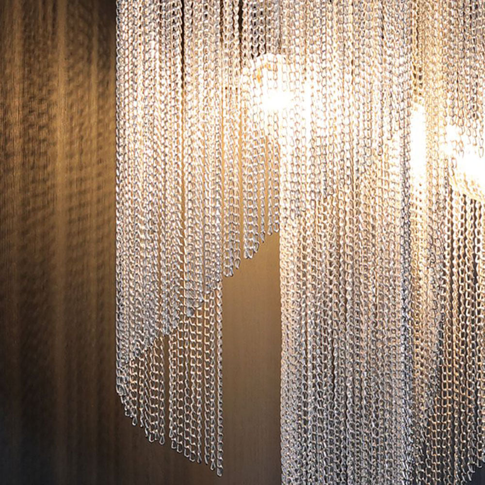 Colon Wall Lamp Modern/Art Deco, Tassel Chain, Silver, Bedroom