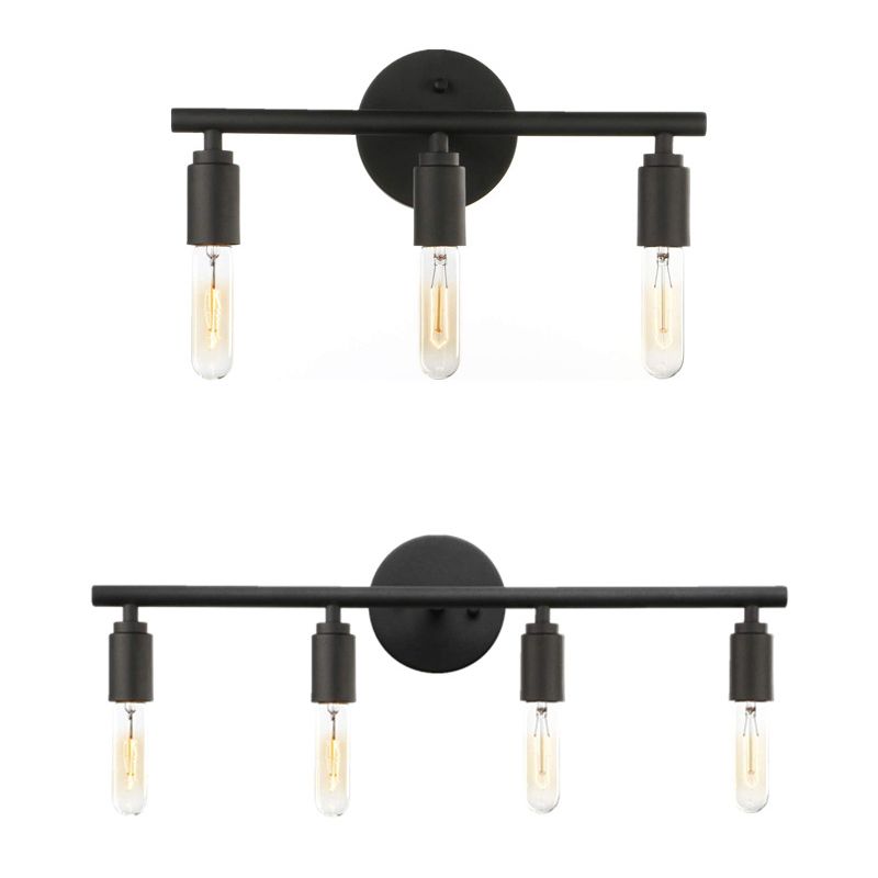 Alessio Modern Glass Vanity Wall Lamp, Black, Bathroom, 3/4 Light