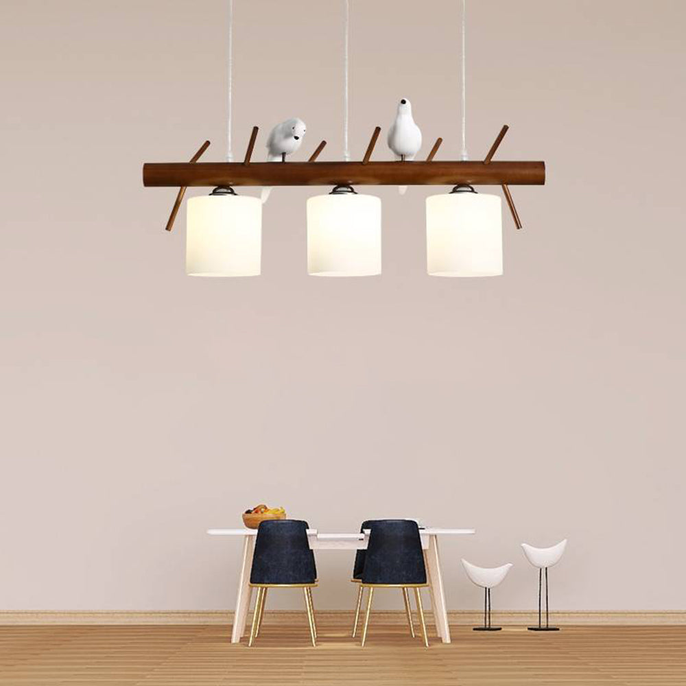 Muto Bird Pendant Light Wood, 2/3 Heads