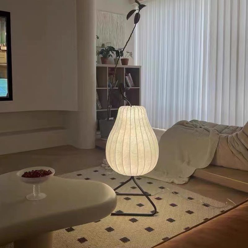 Renée Floor Lamp Pear Shaped Unique Art Deco, Fabric/Metal, Living Room