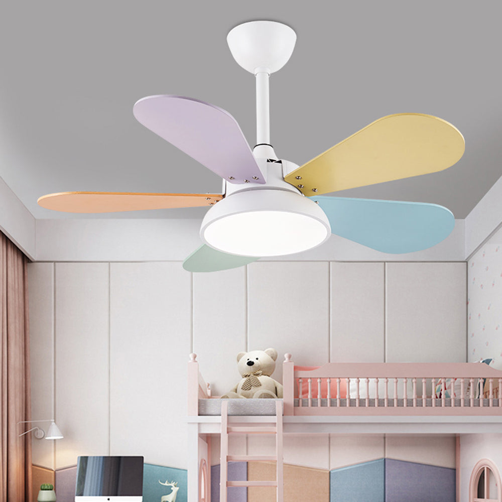 Morandi Colorful DC Ceiling Fan with Light, Grey & White, 5-Blade, for Summer